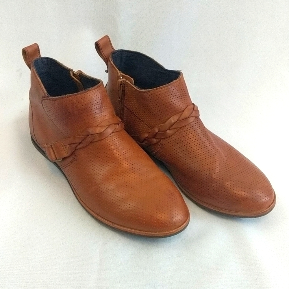 OluKai Tan Perforated Ankle Booties